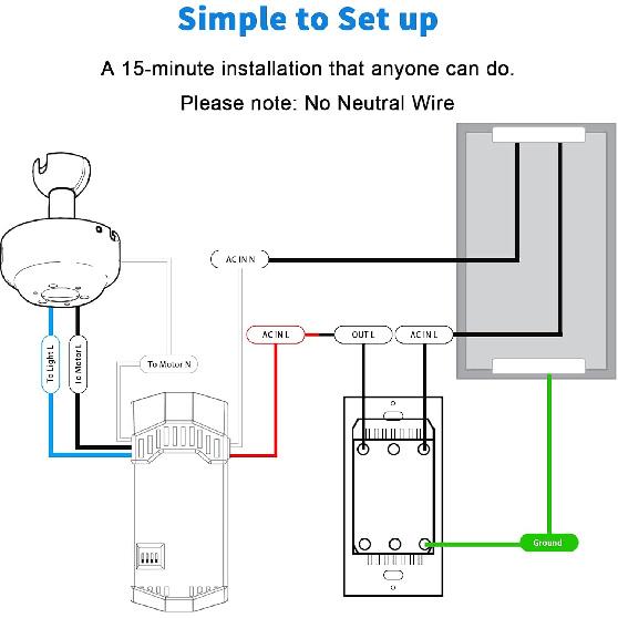 Ceiling Fan Remote Control Kit, Universal Ceiling Fan Remote and Dimmer Light Switch Combo, Ceiling Fan Wall Switch UC9050T, Fan Remote Control Kit