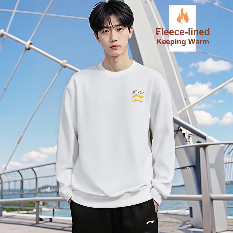 Li-Ning Minimalist Fashionable Vitality Trendy Round Neck Pullover Sports Lifestyle Comfortable Versatile Sweatshirt Unisex Sweatshirt AWDVH01-2