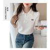 POLO shirt, spring and autumn 2026 new model, base shirt with bow embroidery, women's slim-fit t-shirt
