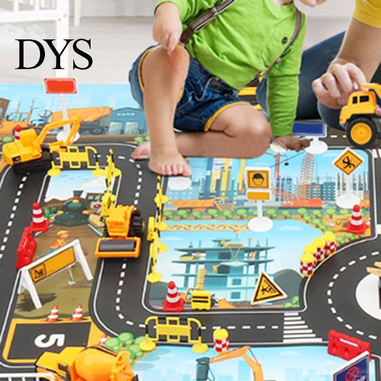 Model Decor Game Mat Identify Ability Vivid Fabric Urban Construction Engineering Small Map Toy for Kids Road Sign