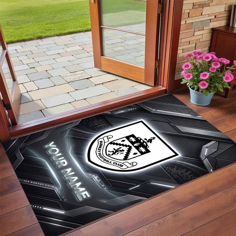 Crystal Velvet Rug Custom Name Text, Soft Non Slip Floor Mat Home DecorBurnley Football