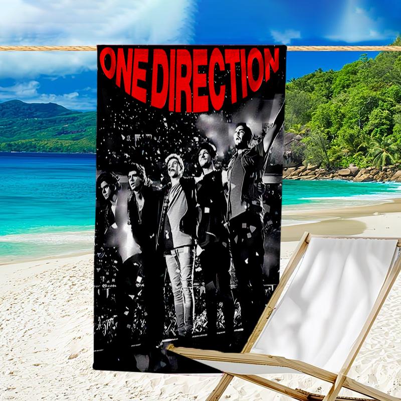 proof beach towel with a One Direction2 pattern - soft,absorbent,quick-drying,machine washable - perfect for swimming,camping,bathing