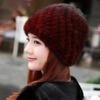 Mink Fur Hats For Women Fashion Ear Protection And Warm Natural Fur Knitted Hat Fluffy Fur Caps Ladies Black Fur Caps Winter Cap
