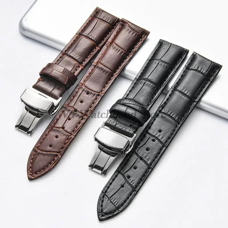 18/19/20/21/22/24mm Genuine Leather Watch Bracelet for Seiko Strap for Casio Steel Butterfly Buckle Slub Pattern Band with Box