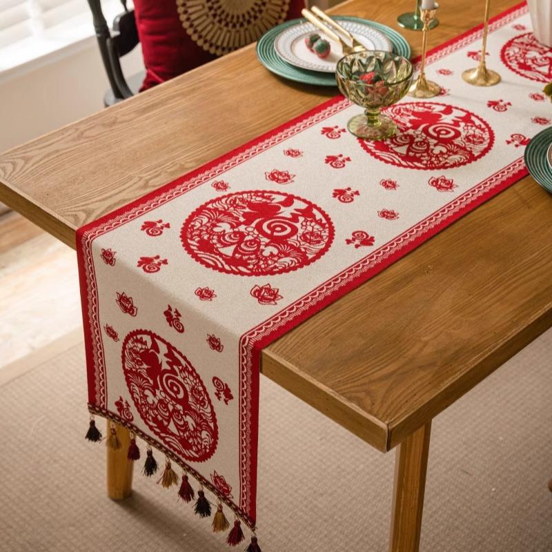 Luxury New Year Table Runner For Festive Decor Elegant Dining Table TV Cabinet Cover