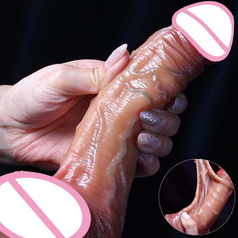 Realistic Dildo for Women Skin Sliding Foreskin Sex Machine Dick Anal Masturbators Strap-on Big Penis Dildos Adult Sex Toys 18