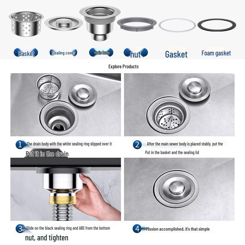 Anti-Geruch Edelstahl Spülbecken Abfluss-Set