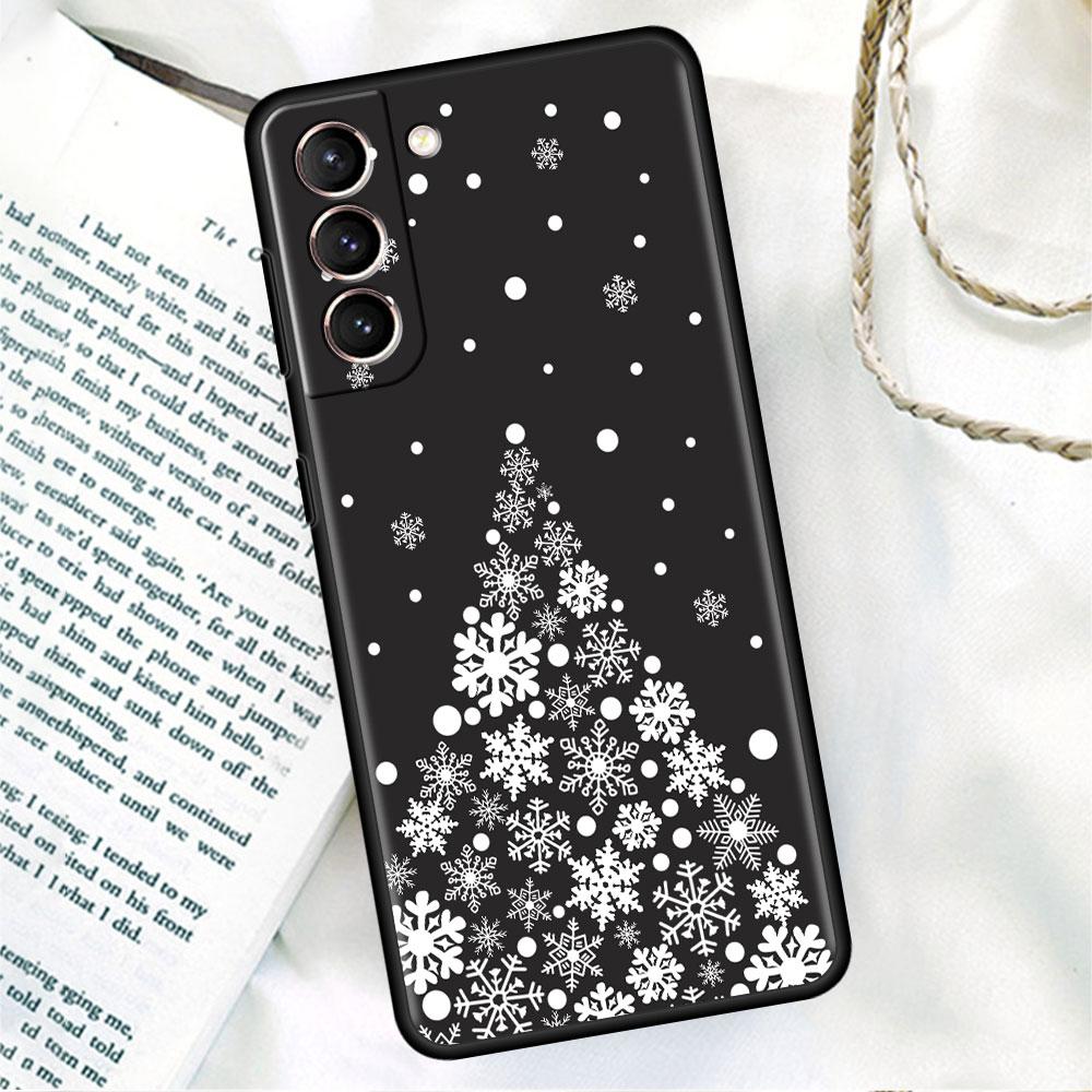 Phone Black Soft Case For Samsung Galaxy S22 S21 S20 Ultra FE S9 S8 S10 Plus Note 20 10 9 Fundas Cover Merry Christmas In Winter