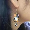 Enamel Zinc Zinc Alloy Cat Dangle Earrings Animal Theme Cartoon Animal Earrings 3D Cat Earrings  Jewelry Set