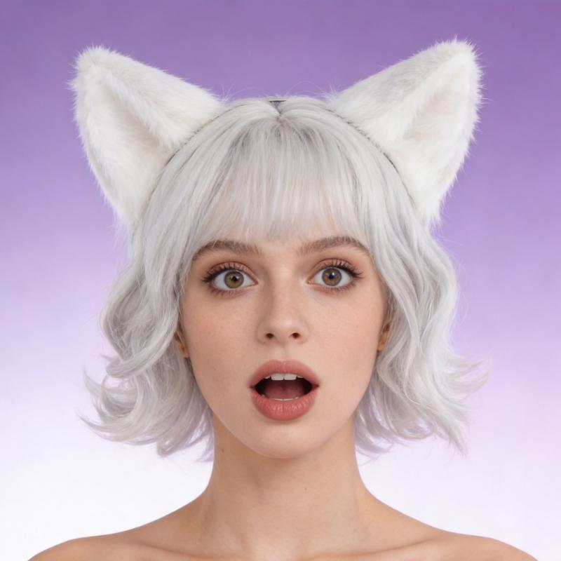 Realistic Cats Ear Hairband Plush Headband Design Costume Headwear For Women Girls Cosplays Event Themed Parties