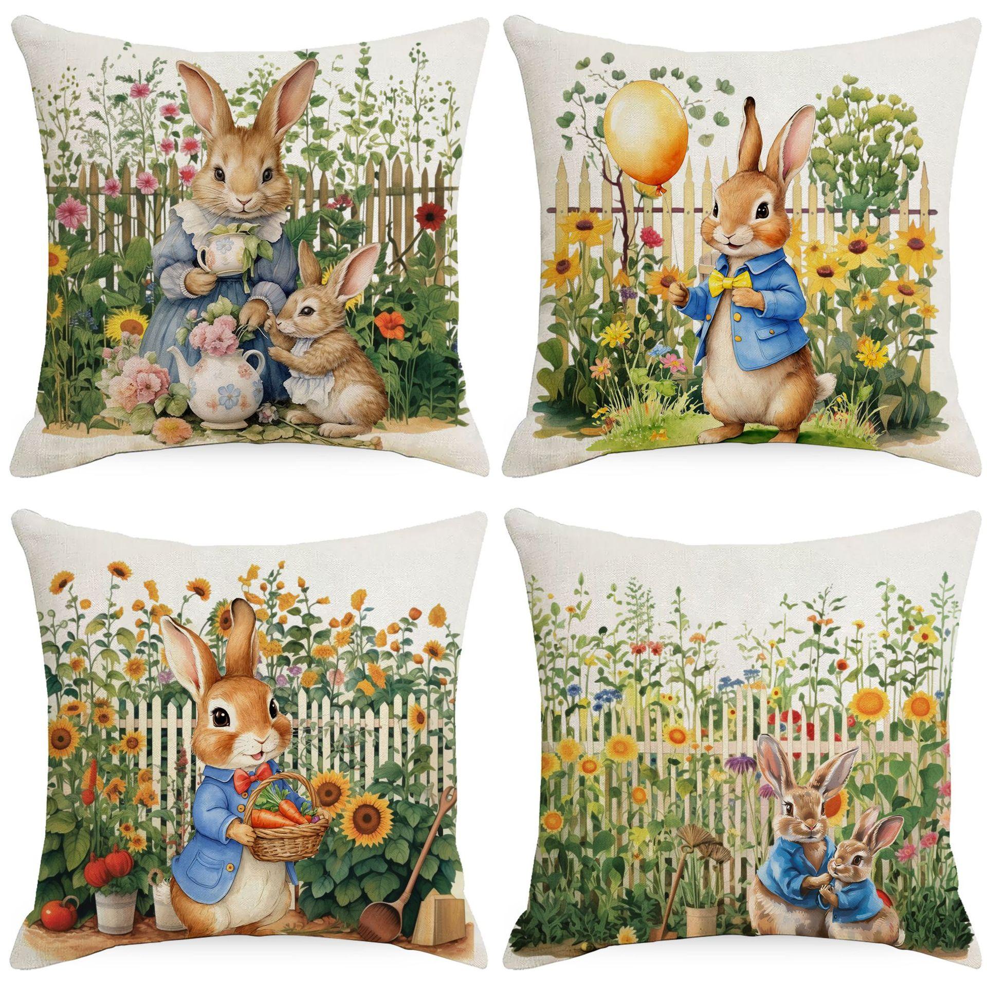 

Soft Pillowcases Rabbit Patterns, Pillow Covers for Easter, Machine Washable, Zippered Cushion Covers, 18 1pcs
