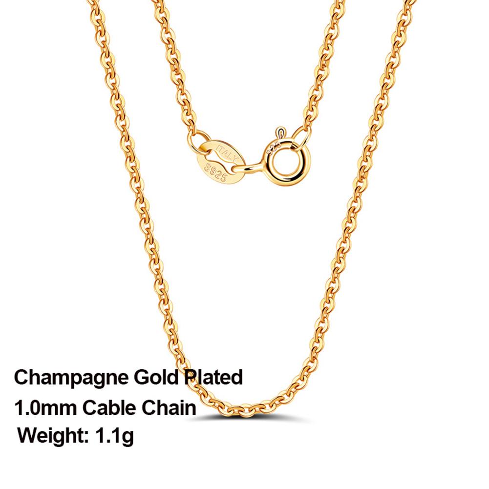 Effie Queen 925 Silver Basic Chain Necklace Woman Neck Chain 45cm 1mm Cable Chain Necklaces 18K Gold Jewelry Wholesale SC06-18K