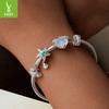 Crystal Clear Dream Ocean Diy Bracelet Beaded, Starfish Shell S925 Silver Beads Loose Beads