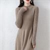 Herbst- und Winterstrickkleid für Damen, lässig, mittellang, mit halbem Rollkragen, Pullover, langärmeliges Pulloverkleid