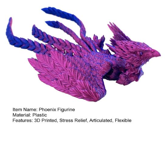 3D Printed Phoenix Toy Articulated Flexible Fidget Bird Figurine Cool Animal Statue Stress Relief Desktop Decoration for Adults