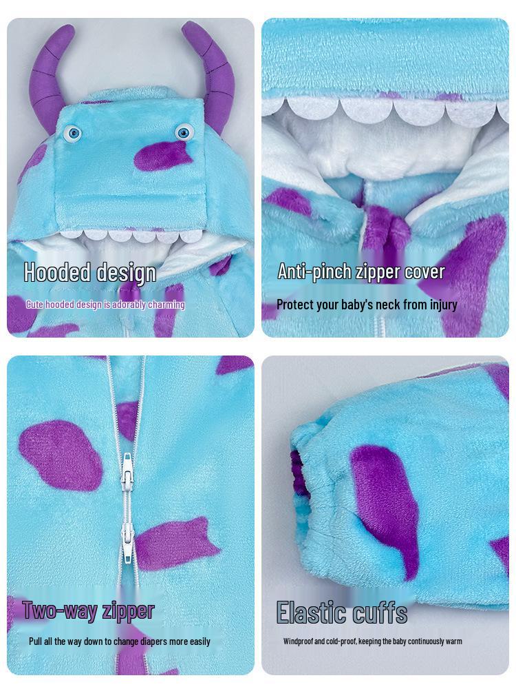 Pijama Onesie Calduroasă din Flanel pentru Bebeluși Nou-Născuți - Toamnă/Primăvară