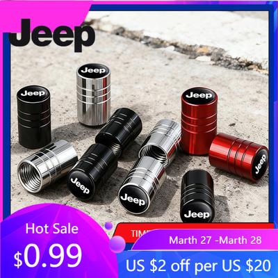 Pour Jeep 4 Pièces Bouchons de Valve de Pneu de Voiture en Alliage d'Aluminium Cache-Poussière Accessoires Pour Jeep Grand Cherokee Wrangler JK Gladiator Compass