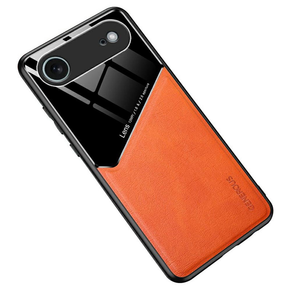 

For iPhone Air Case Precise Cutout Leather Coated PC + TPU Phone Back Cover Built-in Metal Sheet