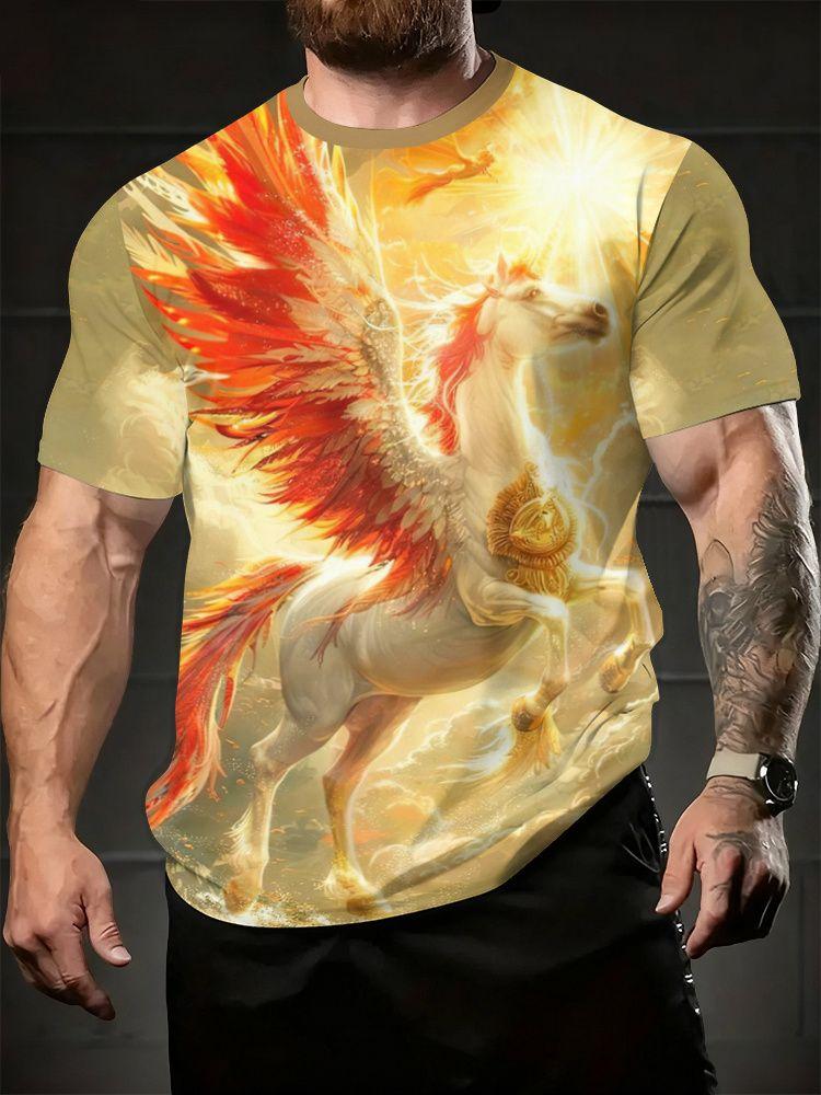 Summer Horse Animal 3D Printed T-shirt Men's Fashion Casual Short Sleeve Top Street Harajuku Casual Comfortable O-neck Clothing