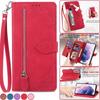 Lanyard Reißverschluss Klappbörse Kartenhülle Für Samsung Galaxy S25 Edge S24 Ultra S23 Plus S22 S21 FE A17 Magnetische Leder Handyhülle