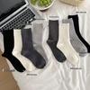Korean Style Women's Mid-Calf Double-Needle Cotton Ballet Socks for Spring & Autumn