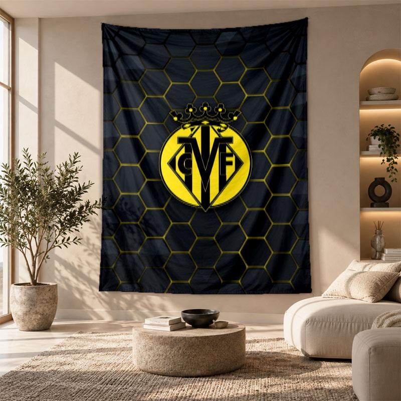 Decorative Tapestry,Villarreal FC Printed Wall Art, Lightweight Wall Hanging For Bedroom Background