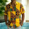 Men's Fashion Ethnic Print Short Sleeve Button Down Shirt Trendy Summer Style For Vacation Party Gathering Daily Commute