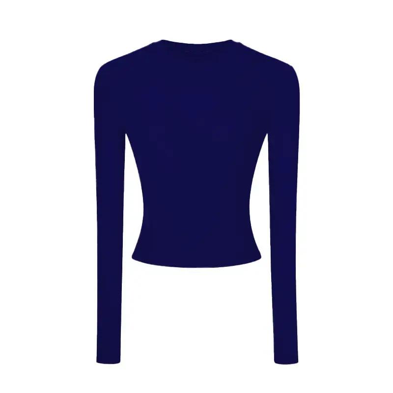 Women's Slim-Fit Long-Sleeve Top - High-End Round Neck Tee for Spring/Autumn