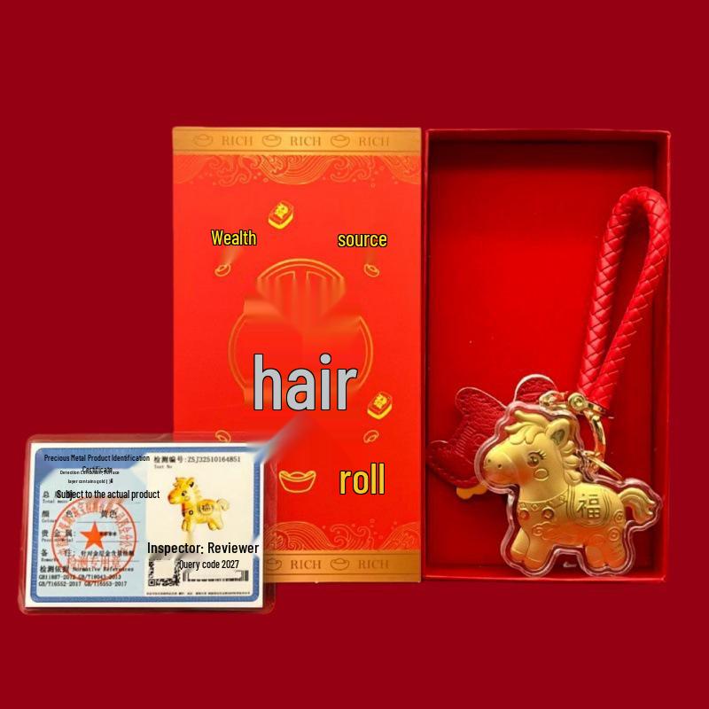 999 Reingold Jahr des Pferdes Handtaschenanhänger Schlüsselanhänger - Glücksgeschenk für Kunden