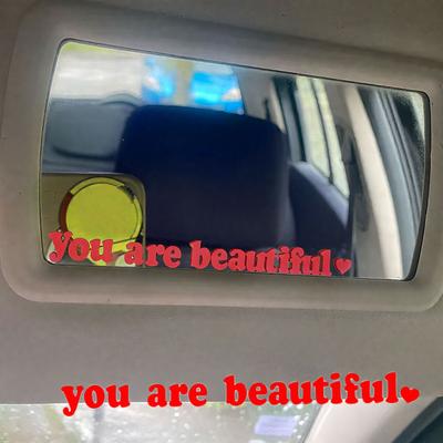 1 pièce Miroir de Maquillage de Voiture vous êtes belle Autocollant de Style Intérieur Rétroviseur Décoration Créative Autocollant Accessoires Auto