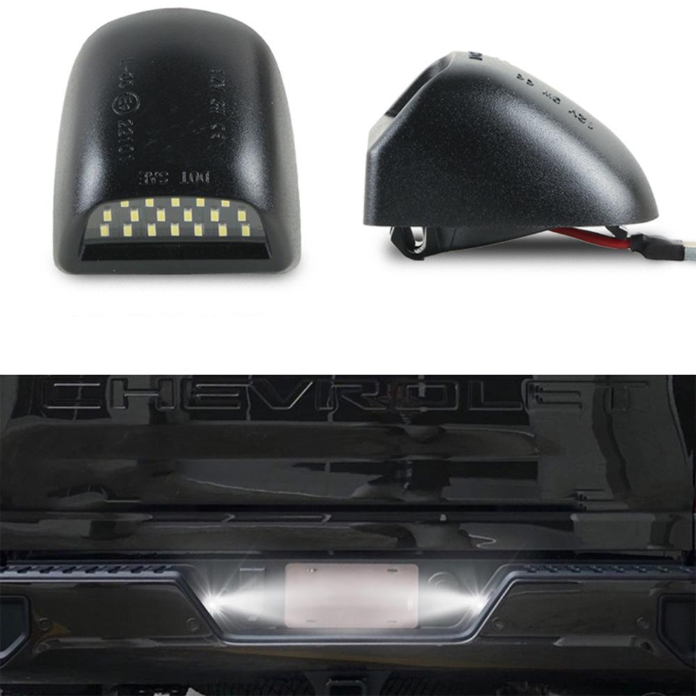 2-Piece 18-LED Black License Plate Lights for Pickup Trucks, Chevrolet, Saab, Bantamah, GMC, Cadillac.