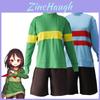 Hoge Kwaliteit Undertale Frisk Chara Kostuum Outfit Met Ademend Spandex Materiaal
