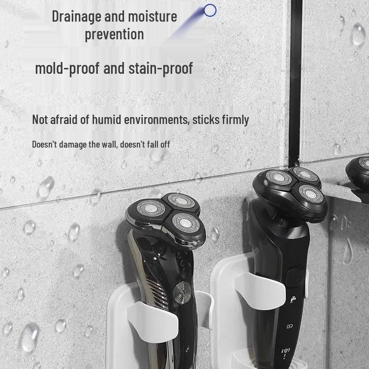 Punch-Free Wall-Mounted Shaver Holder: Razor Stand & Storage Rack
