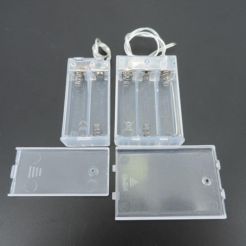 1pcs 3 AA Battery Holder Box Case with Switch 2AA 3AA 3xAA Transparent White 3V 4.5V Battery Holder Box Case with Lead Box