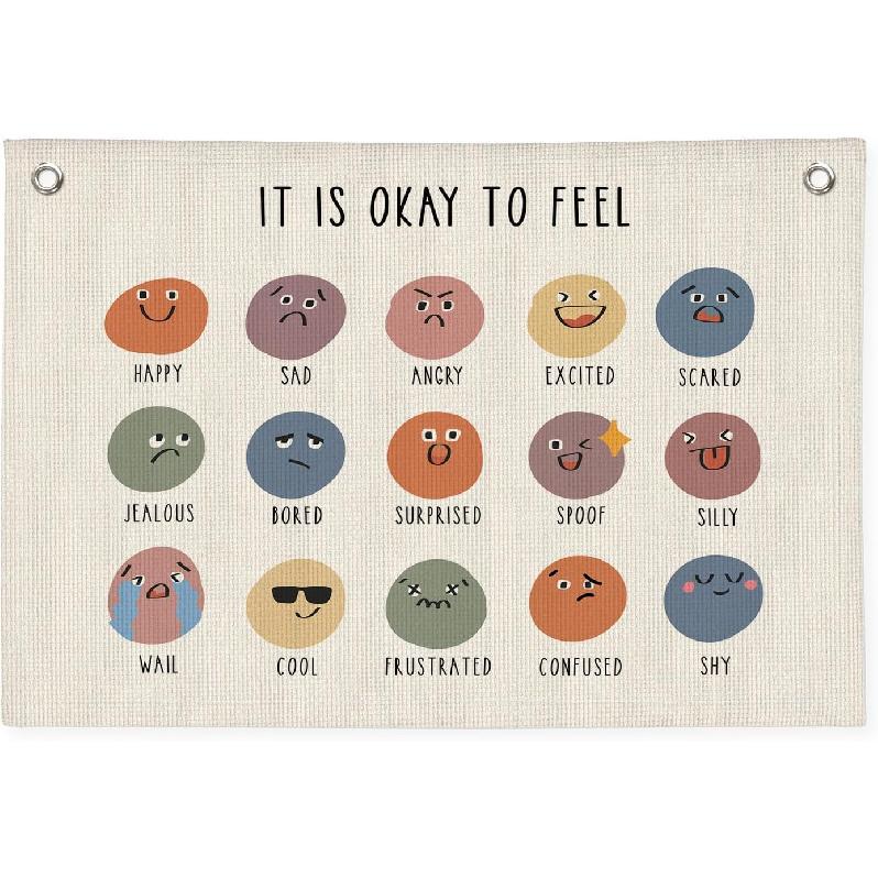 Calming Corner Cozy Corner Banner, Boho Classroom Decor, Calming Strategies Mental Health Wall Hanging Banner Flag Decor for Classroom, Positive