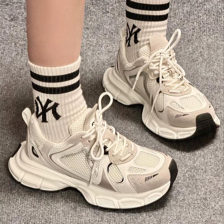 Dad shoes women's shoes 2025 new spring and autumn mesh breathable casual sports shoes versatile thick-soled summer white shoes