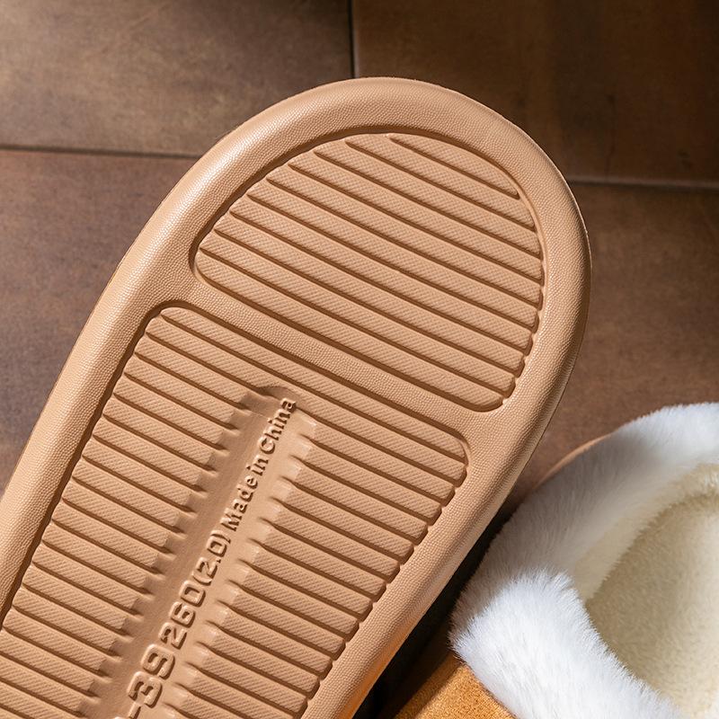 Simple Temperament Cotton Shoes Autumn and Winter Indoor Home Velvet EVA Sole, Couple Thick-soled Warm Cotton Slippers
