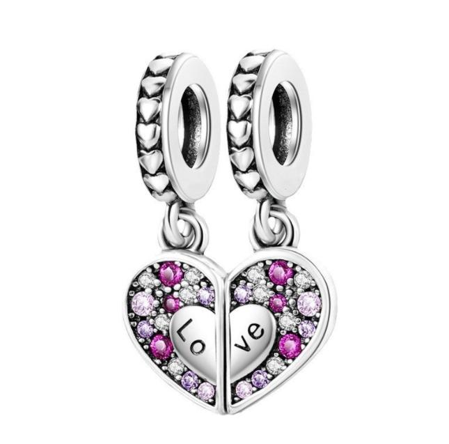 Original Copper Family Charms Mom Flower Heart Beads For Necklace Diy Bracelet Present Jewellery Gift Mother'S Day