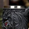 Kufel do piwa ze stali nierdzewnej 600 ml Retro kufel kubek do kawy kubek do herbaty średniowieczny smok żywiczny kubek dla miłośników fantasy