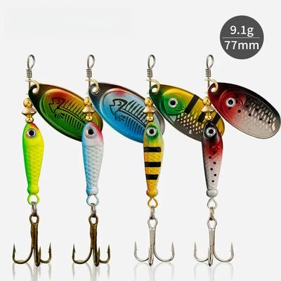 Señuelo Cuchara Giratoria de 9g con Anzuelo Triple Metal Pez Artificial Wobbler Alimentador Accesorio de Pesca de Carpa