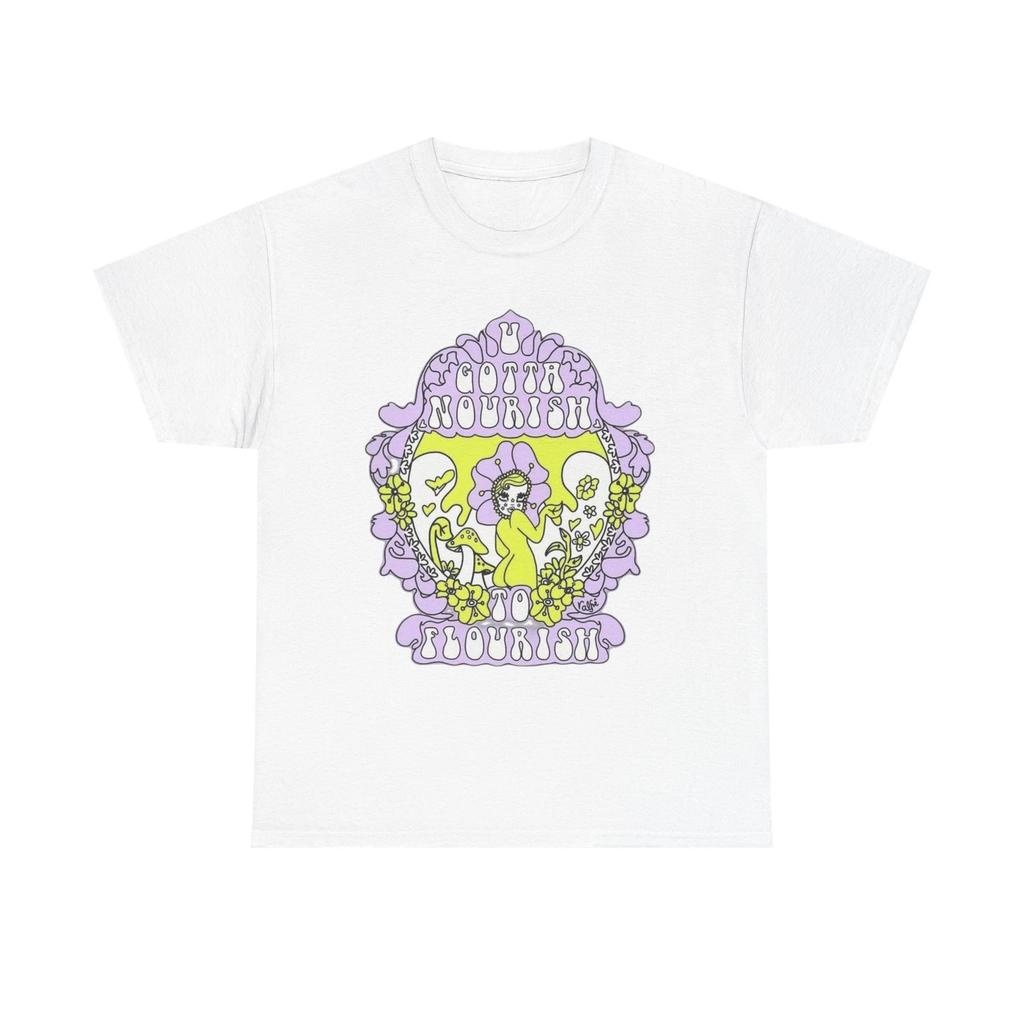 Gotta Nourish To Flourish T Shirt Unisex Heavy Cotton Tee