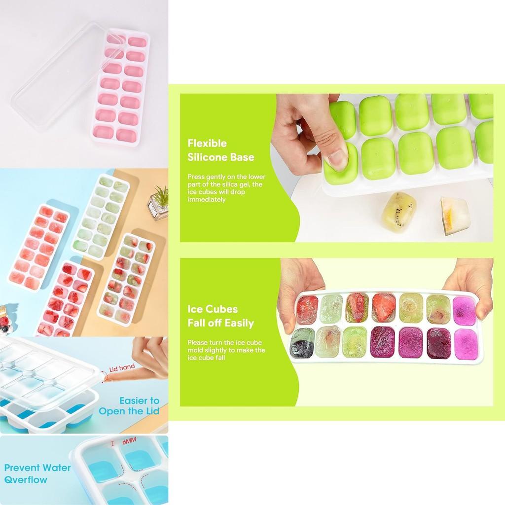 Practical Silicone Ice Tray With Lid Effortless Release Feature Ideal For Fast Freezing In Vibrant Color Options
