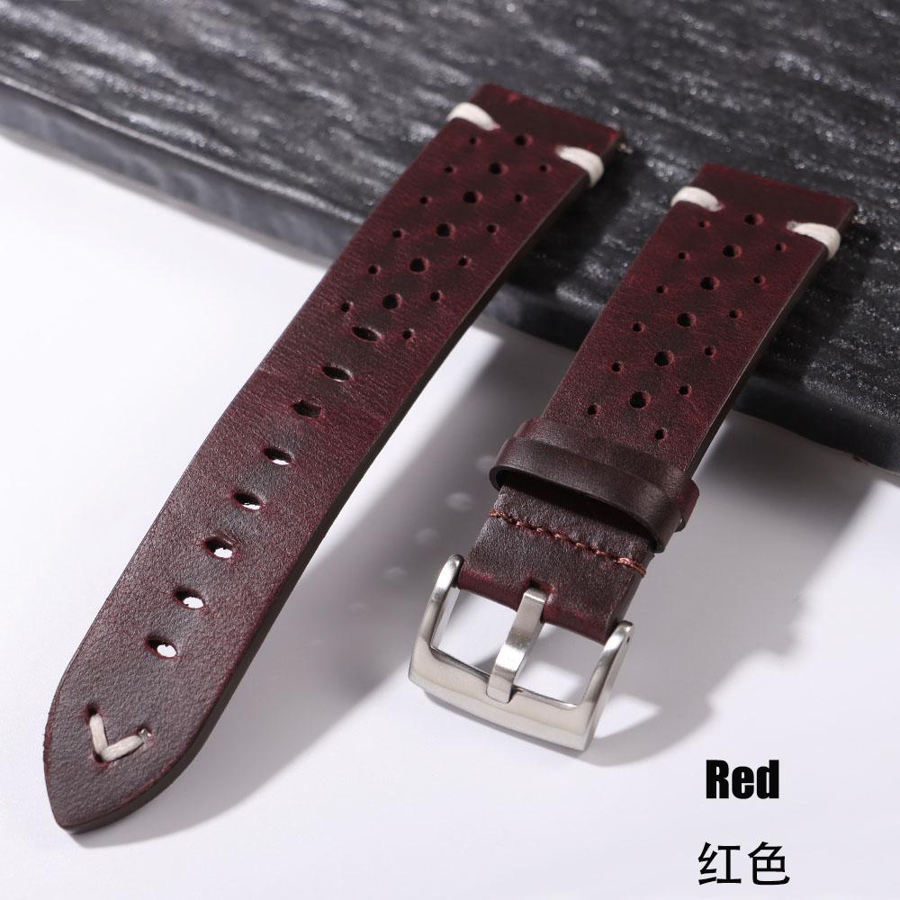 20mm 22mm Premium Genuine Leather Strap Quick Release Oil Wax Discoloration Cowhide Leather Watchband Business Men Women Straps