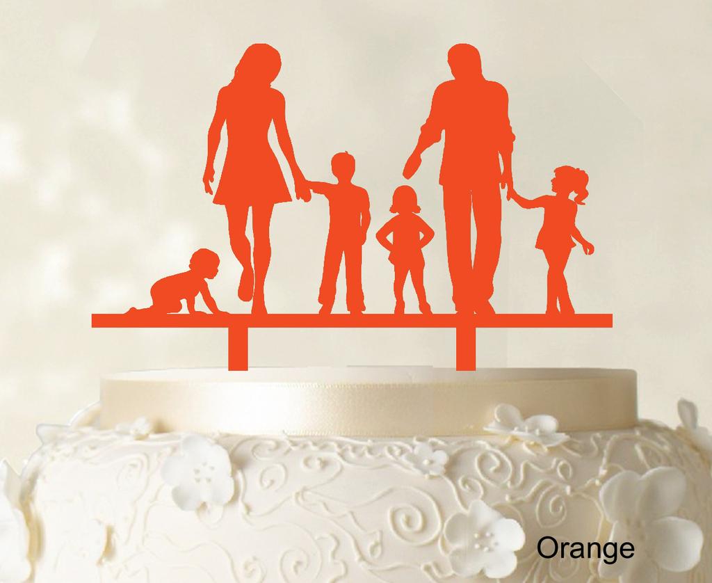 Personlig familiekaketopper Egendefinert silhuett Bryllupskake Topper Kakedekorasjoner Tilgjengelig 6"-7" tommer