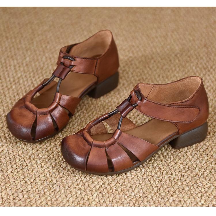 Fashion 2024 New Women's Shoes Closed Toe Women's Sandals Summer Casual Sandals Women Round Toe Solft Sole Hollow Flat Rome Shoes Women