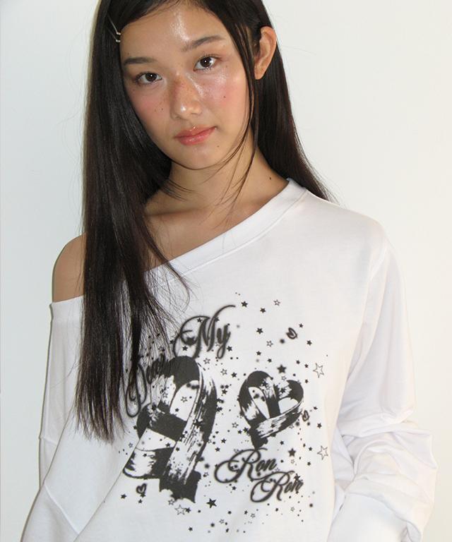 RONRON Urban Off Shoulder Sweatshirt White