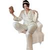 2026 Spring/Autumn Women's Xiangyun Ice Silk Pajamas Set - Elegant Long Sleeve Top and Pants.