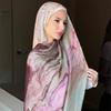 New Muslim Hijabs Linen Cotton Women Watercolor Print Islamic Scarf Shwal Fashion Scarves Abaya Headscarf Head Wrap 180*70Cm