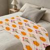 Plush Flannel Throw Blanket | Pumpkin Floral Design, Machine Washable, Soft Cozy & Skin-Friendly, Great for Home, Office Napping