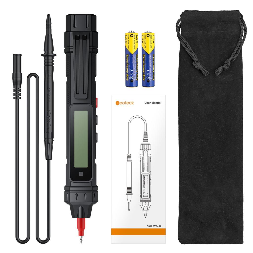 Neoteck 4000 Valore Reale TRMS Test di Archiviazione e Manuale di Istruzioni Giapponese Inclusi Multimetro/Tester di Tensione a Penna 2-in-1, Conteggio, Tensione AC/DC,